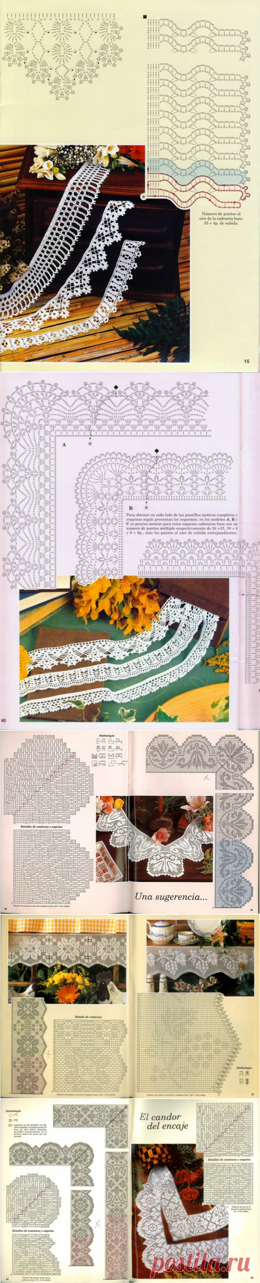 Вязаная кайма , бордюры , прошва - избранное из Muestras y Motivos .