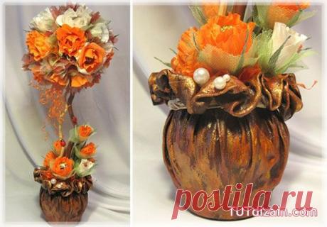 Как сделать цветочный горшок из ткани и клея » Планета рукоделия