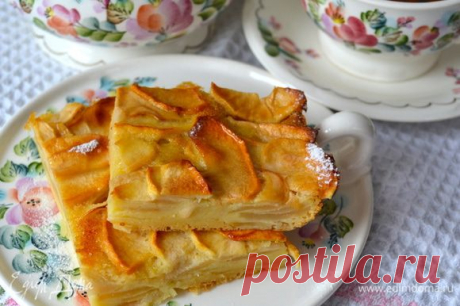 Французский яблочный пирог (Gâteau invisible aux pommes). Ингредиенты: яйца куриные, яблоки, молоко