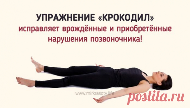 Упражнение «Крокодил» для лечения позвоночника!
