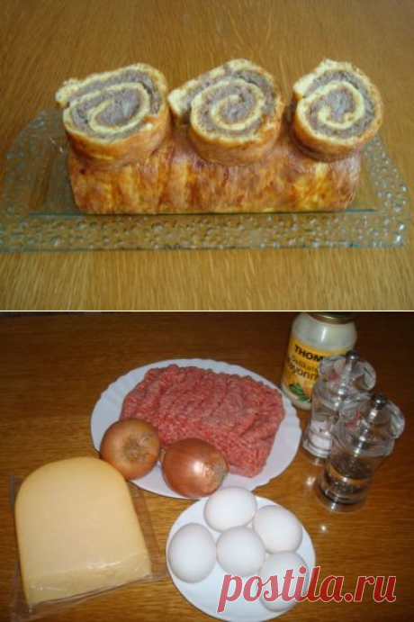 Яично-мясной рулет : Вторые блюда
Для этого нам понадобятся: 
5 шт.Яйца 
250 гр.Майонеза(или сметана+горчица) 
350 гр.Сыра(Gouda) 
500 гр.Фарша 
соль и перец
