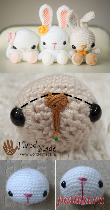 Зайчик (кролик) - амигуруми крючком.