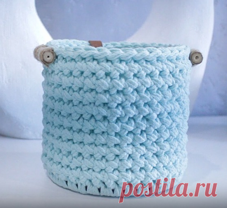 Корзинка крючком⭐️| Круглая корзинка с деревянным донышком