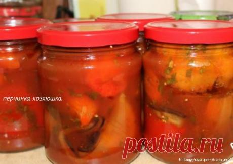 Фаршированный перец рулетиками из баклажан на зиму