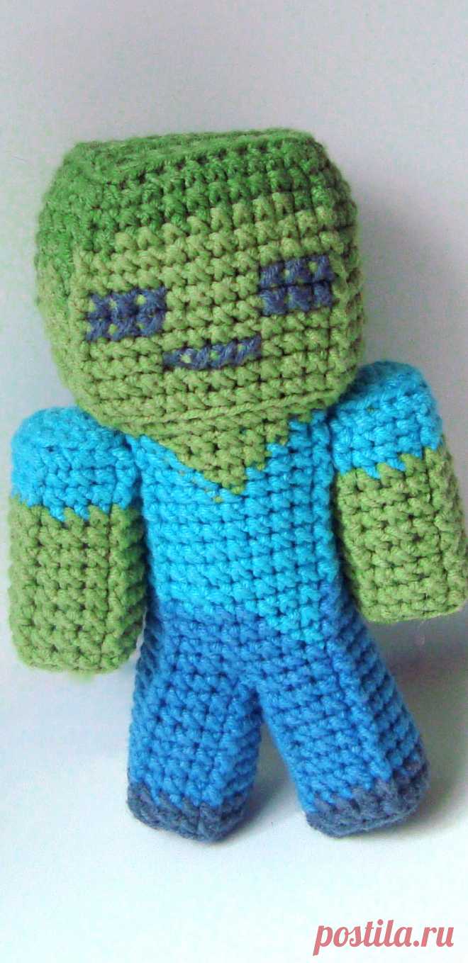 PDF Стив, Алекс и Зомби из Майнкрафта крючком. FREE crochet pattern; Аmigurumi doll patterns. Амигуруми схемы и описания на русском. Вязаные игрушки и поделки своими руками #amimore - майнкрафт, minecraft, кукла, куколка.