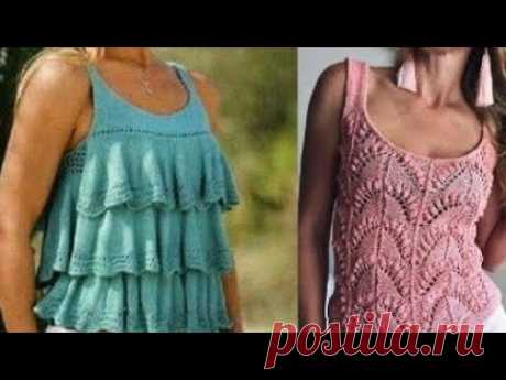 Летние топы спицами со схемами - Summer tops with knitting patterns - YouTube