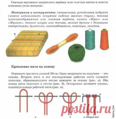 Приёмы плетения узлов макраме (Фенечки из тонких верёвок и шнуров)