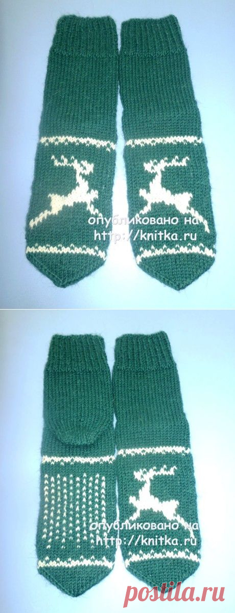 Носки с оленями. Работа Любови, Вязание для женщин