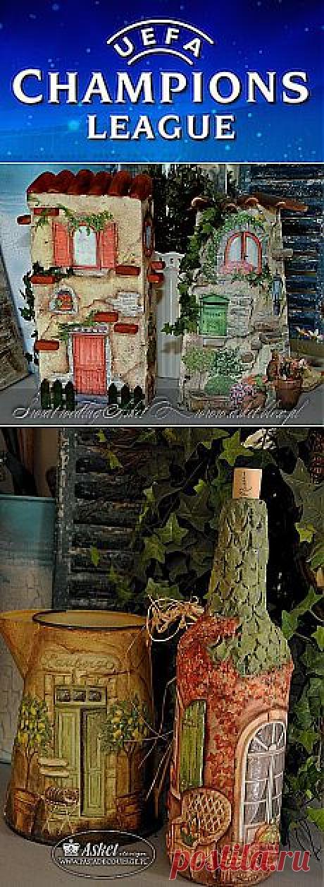 3D ДЕКУПАЖ НА КИРПИЧЕ И БУТЫЛКАХ. Идеи и мастер-класс.