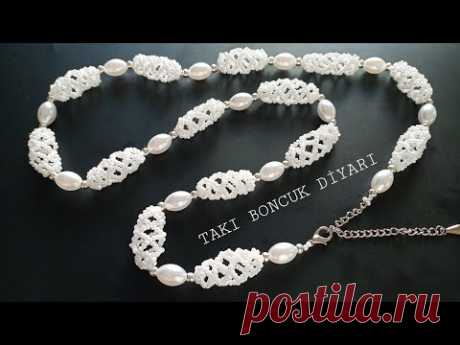 BEYAZ İNCİLİ UZUN SARMAL KOLYE / WHITE PEARL LONG WRAPPED NECKLACE /DİY