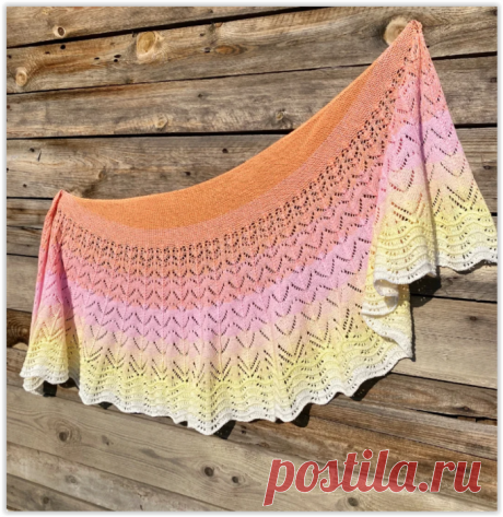 Красивейшая градиентная шаль из пряжи YarnArt Rosegarden