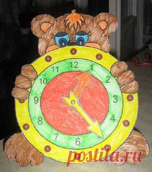 Мишка с часами. Учимся показывать время! / Умелые ручки / SolNet.EE - портал СОЛНЫШКО. Виртуальный детский журнал «Солнышко» /