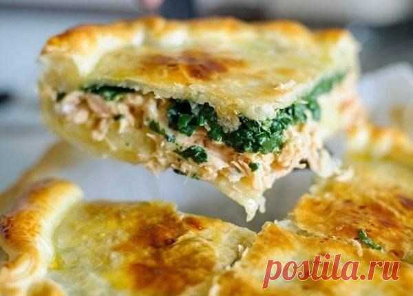 Лосось с овощами под корочкой