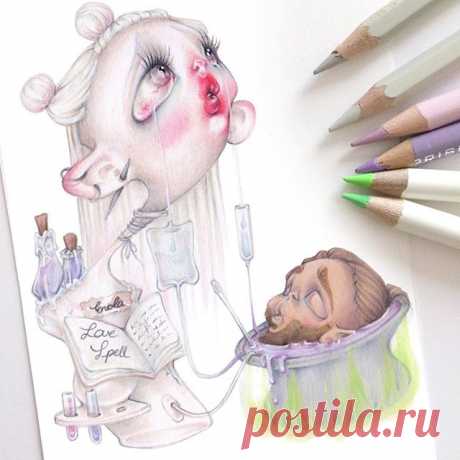 #GirlfriendsOfHalloween Day 5: Spell and Potions 💔(💖ADOPTED💖)
Enola is back 💦
For any purchase on my Etsy shop camillpfister.etsy.com, you'll receive one original from this Girlfriends of Halloween challenge (while stocks last)💝
.
#camillepfister #halloween  #illustration #instaart #ink #creepy #cute  #darkart #dark #popsurrealism #lowbrow #surreal #kawaii #art #enchanted #tale #goth #gothic #pastelgoth #pastel #melancholy #enola #drawlloween #sad #heartbroken #beautifulbizarre