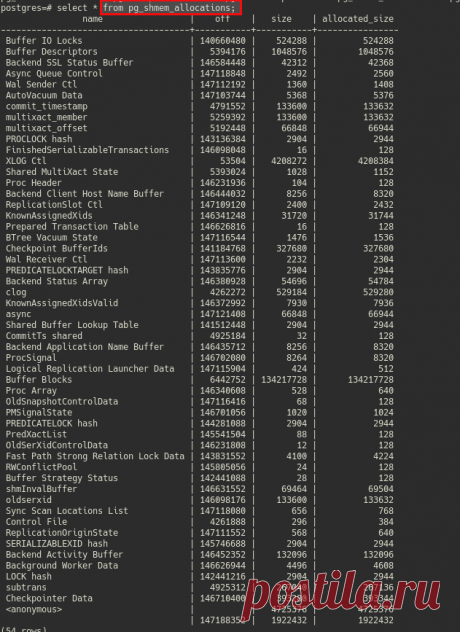 Nice, #postgresql 13, shared memory allocation view