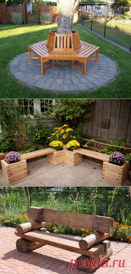 12 оригинальных и комфортных скамеек для дачи и усадьбы | Селовед — идеи дачи и огорода | Яндекс Дзен