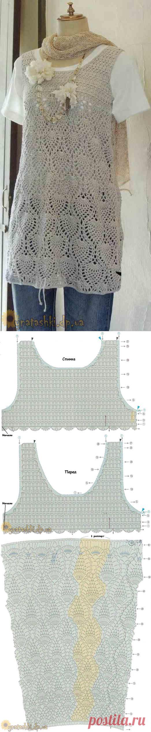 Летняя вязаная крючком туника