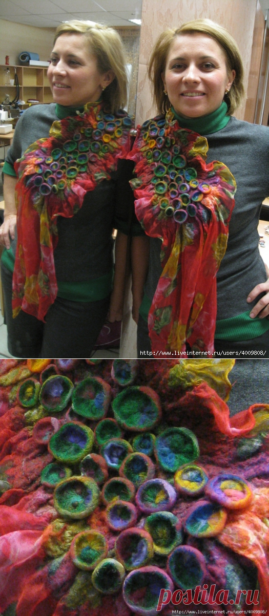 Shibori felted scarf - Валяный шарф в технике шибори