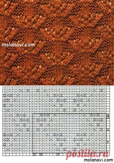 Красивый ажурный узор спицами схема №152 | Вяжем с Лана Ви