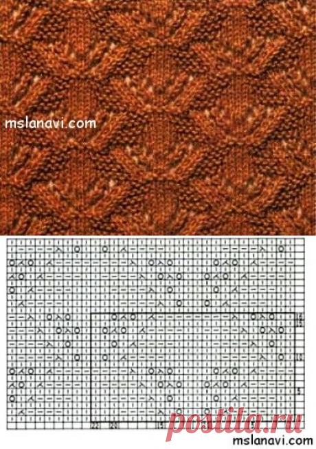 Красивый ажурный узор спицами схема №152 | Вяжем с Лана Ви