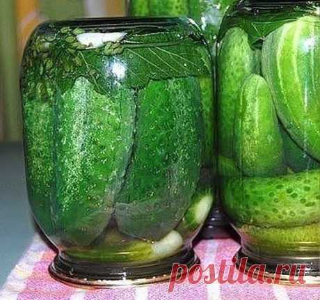 ВКУСНЫЕ ОГУРЧИКИ))) Всем советую )
Спасибо моей мамуле за рецепт!

На 1 литр воды:
4 ст.л. сахара (без горки!!)
1 ст.л. соли (с горкой!!)
100 г уксуса!!

способ приготовления:
В каждую(литровую)банку:
1 лист хрена
1 зуб. чеснока
1 лист лавр. листа
1 зонт. укропа
2-3 шт. перца горошком

Заливать кипятком 2 раза - сливать в раковину....
На 3-й раз залить рассолом, закатать и под шубу)))

Приятного аппетита!