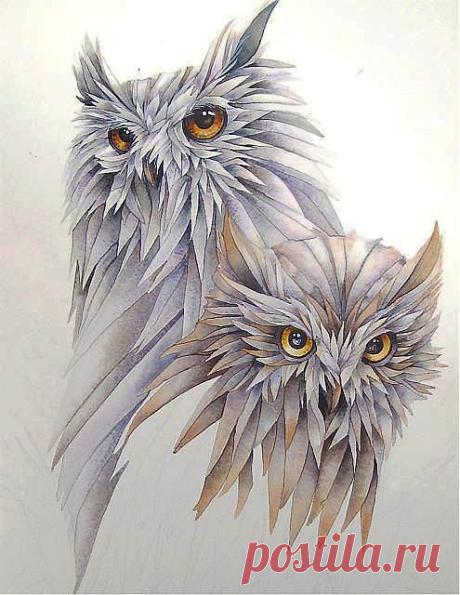 pair of owls by Jody Bergsma | Fantasy Art 2