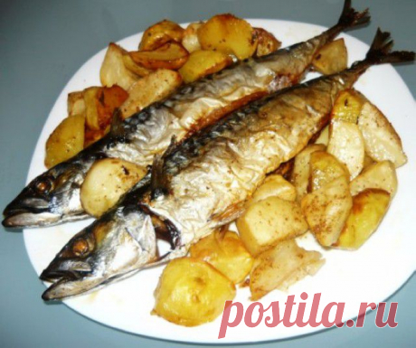 Скумбрия с картошкой, запеченная в духовке