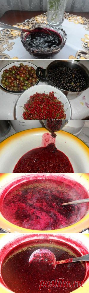 джем из красной и черной смородины и крыжовника | Домашняя еда