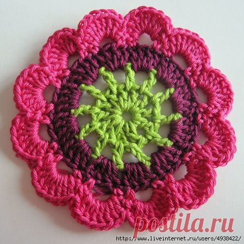 Мотив "Японский цветок" - как вязать, как соединять.