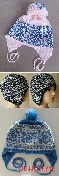 Как связать шапочку с ушками на вязальной машине.