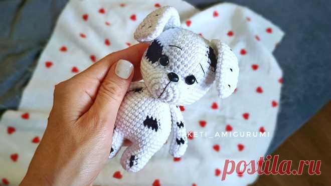 PDF Собачка Далматинец крючком. FREE crochet pattern; Аmigurumi toy patterns. Амигуруми схемы и описания на русском. Вязаные игрушки и поделки своими руками #amimore - собака, пёс, маленькая собачка из обычной пряжи, щенок, пёсик.