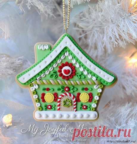 Новогодние домики, елочки, снежинки из пластики