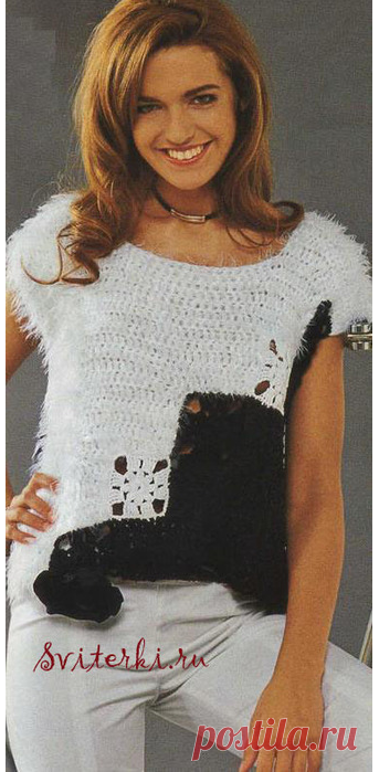 Чёрно-белый топ миксом узоров. Крючком. / Обсуждение на LiveInternet - Российский Сервис Онлайн-Дневников