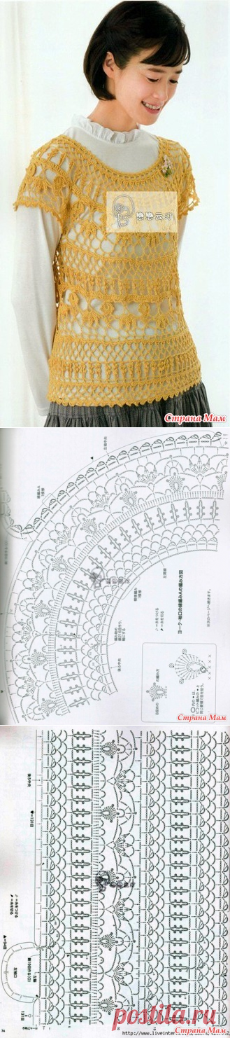 Ажурная туника с круглой кокеткой и оригинальным узором. Крючок. - ВЯЗАНАЯ МОДА+ ДЛЯ НЕМОДЕЛЬНЫХ ДАМ - Страна Мам
