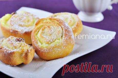 Сдобные булочки с ванильным заварным кремом и изюмом (+ рецепт крема) | FEMIANA