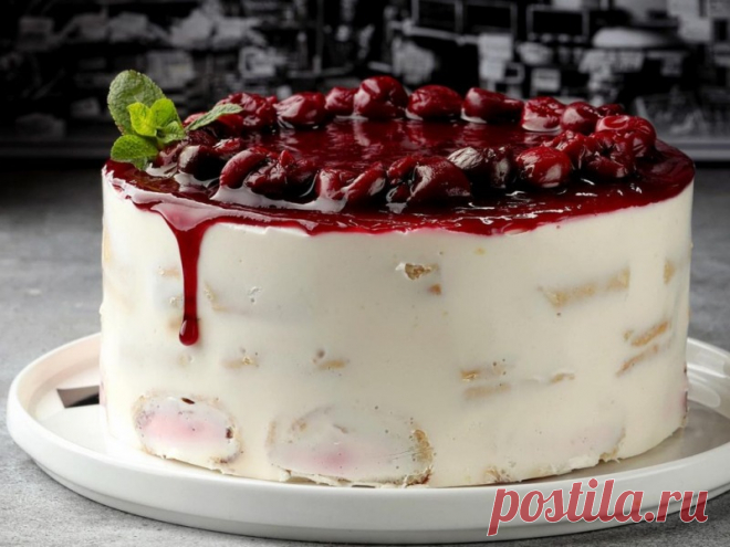 Сметанный торт с вишней 🍒 рецепт пошагово