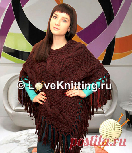 Пончо с кистями | Loveknitting.ru