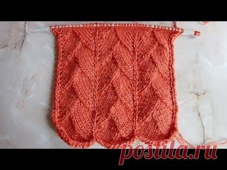 Рельефный узор Елочкой Вязание спицами Видеоурок 145