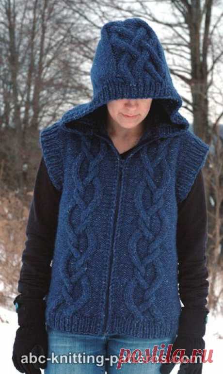 Street Chic Hooded Cable Vest Free Vest Knitting Pattern