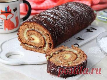 Шоколадный рулет с заварным кремом — рецепт с фото пошагово