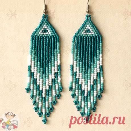 Серьги-бахрома из бисера