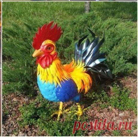 Петух из пластиковых бутылок