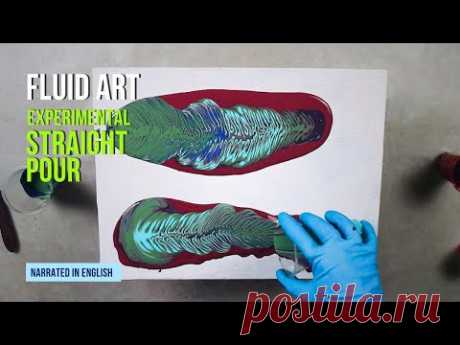 Straight Pour Experiment in Fluid Art - Creating Abstract Art with 6 colors | Narrated in English