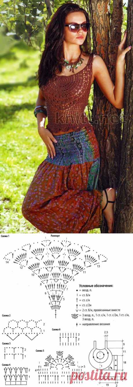 Коричневый ажурный топ | knitt.net | Все о вязании