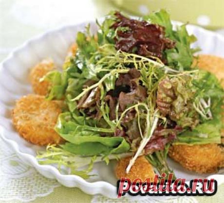 Зеленый салат с жареным сыром » Povarito.Ru - Пошаговые фото-рецепты с описанием этапов приготовления