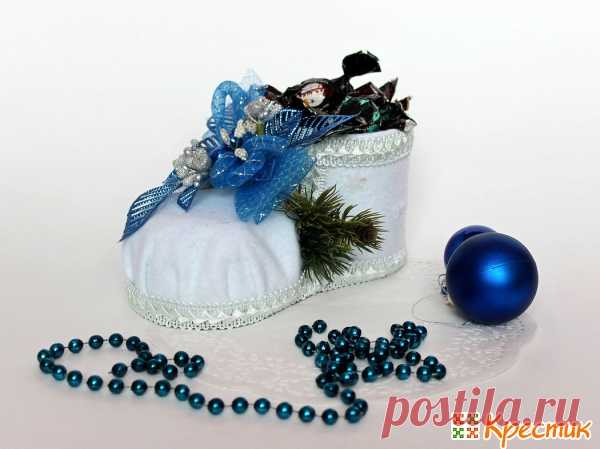 Новогодний подарок из конфет своими руками или Как сделать башмак Санта Клауса!