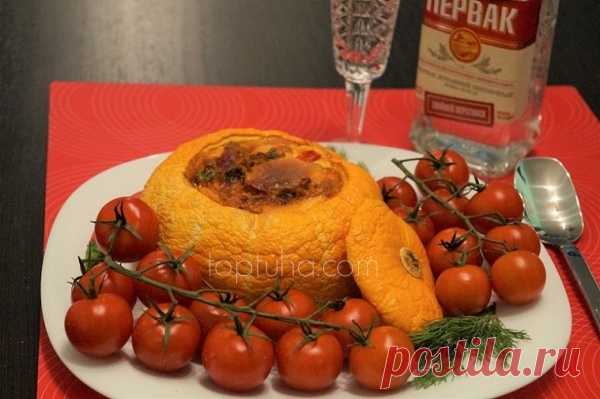 Тыква с фаршем и плавленым сыром