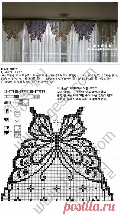 Филейная занавеска с бабочками. Занавеска для кухни своими руками | Домоводство для всей семьи