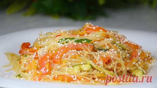 Постный САЛАТ Без Майонеза с ФУНЧОЗОЙ и ОВОЩАМИ – ВКУСНО! Тарелки будут вылизаны! Постный рецепт