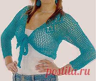 Ажурное болеро, связанное крючком. Описание + схема/Болеро/Вязание/Статьи / Шитье, вязание, рукоделие, бисероплетение